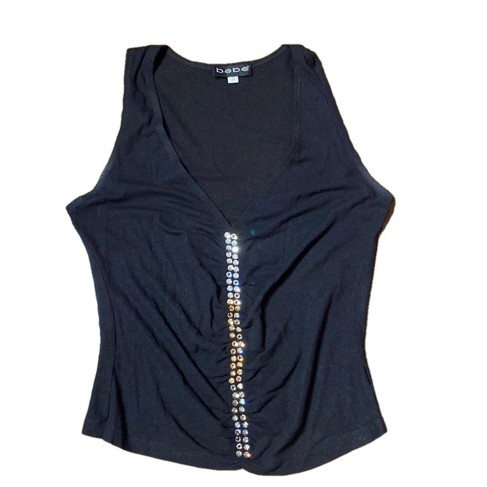 🌷 Bebe 🌷 Rhinestone Sheer Tank Top